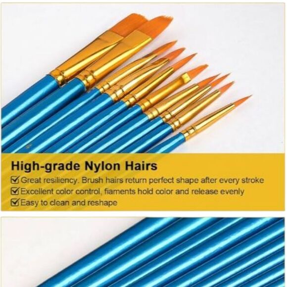 Paint Brushes 10 pieces Round Pointed Tip Artist Paintbrushes NWT - Picture 11 of 14